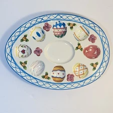Alliance Power Easter Egg Deviled Egg Floral Platter Tray Dish 12" x 9"