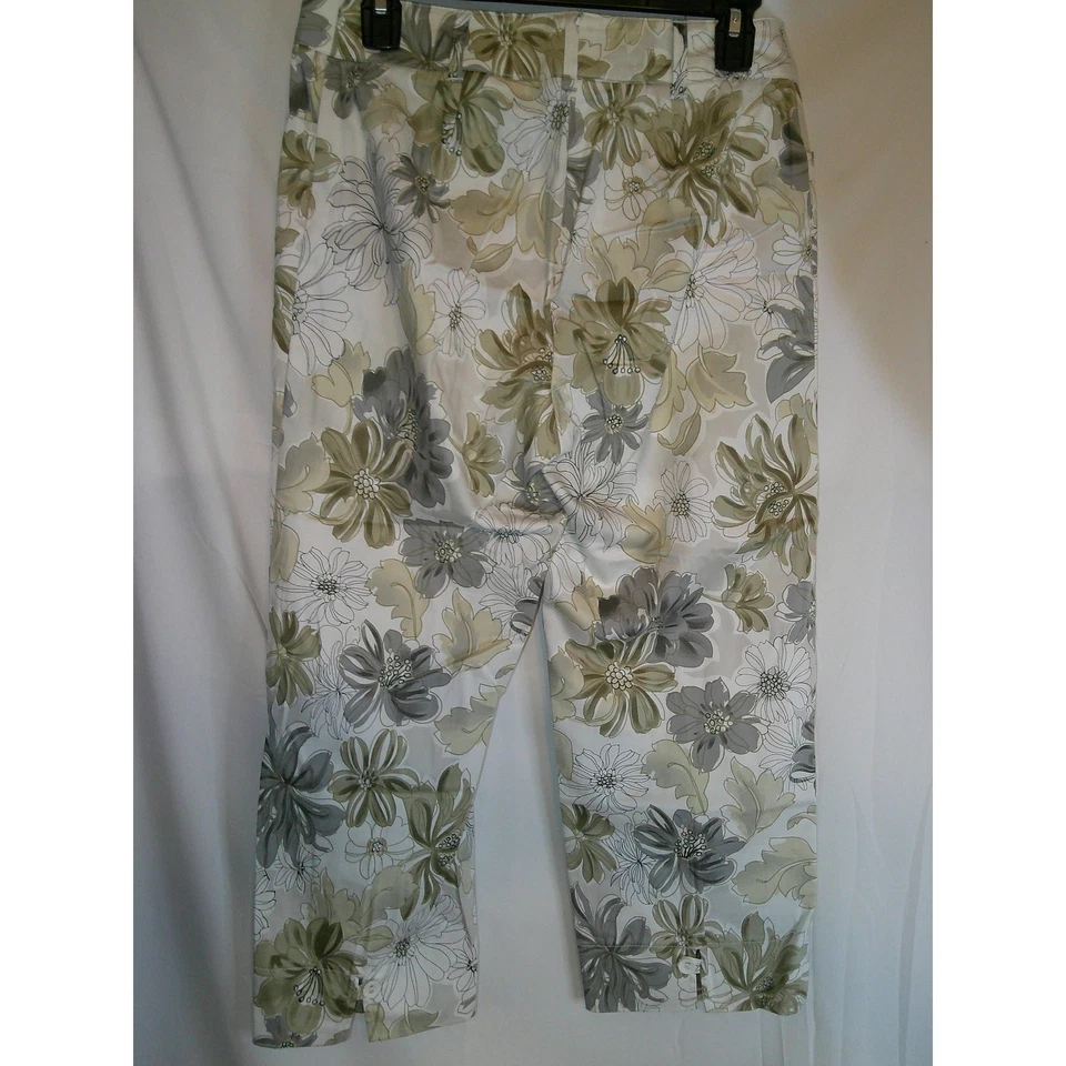 Pantalones capri elásticos tribales con estampado floral para mujer talla 8 recortados Foto 2 de 4