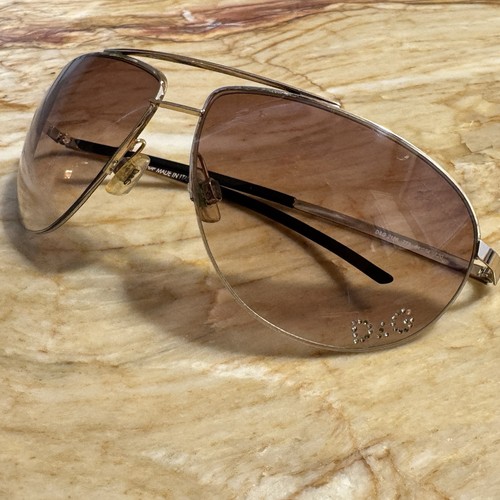 Occhiali da sole aviatore D&G Dolce & Gabbana 2166 772 oro rosa 64 mm Italia con custodia - Foto 4 di 19
