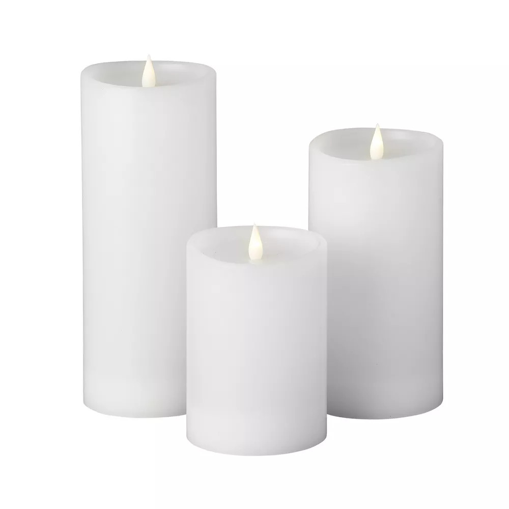 Christmas Classic Motion Flameless Candle 3pc Set - 4x6 4x8 4x10 White 10890₽
