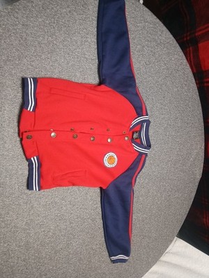 Pure One Jacket Childs Size 5/6 Button Up Varsity Style Red & Blue In Color