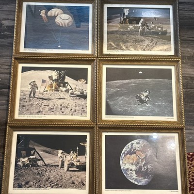 Lot Of 6 Framed NASA Photos Apollo 11 To 15 Lunar Rover Earth Lunar Module Irwin