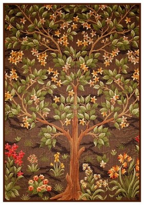Flowering Tree in Greens and Browns William Morris Counted Cross Stitch Pattern
