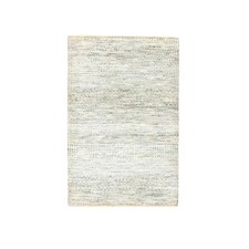 2'x3' Beige Modern Grass Design Undyed Natural Wool Hand Knotted Mat Rug R76588