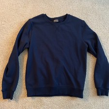 Eddie Bauer Sweatshirt Men size Medium M Crewneck Fleece Lined Navy Blue