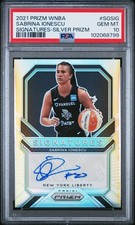2021 PANINI PRIZM WNBA SABRINA IONESCU SIGNATURES SILVER PRIZM #SG-SIG PSA 10