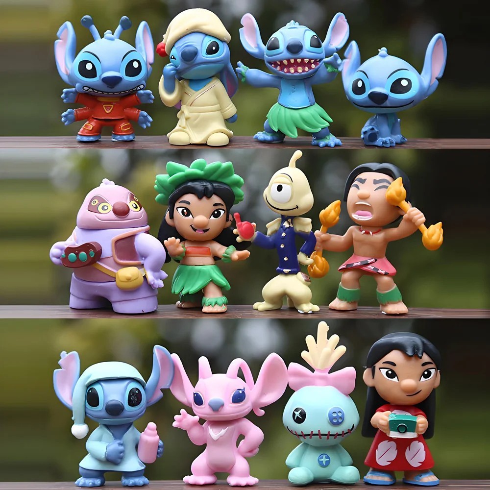 HOT 12pcs/set Stitch Scrump Lilo 5-7cm PVC Anime Figure Cartoon Characters Gift