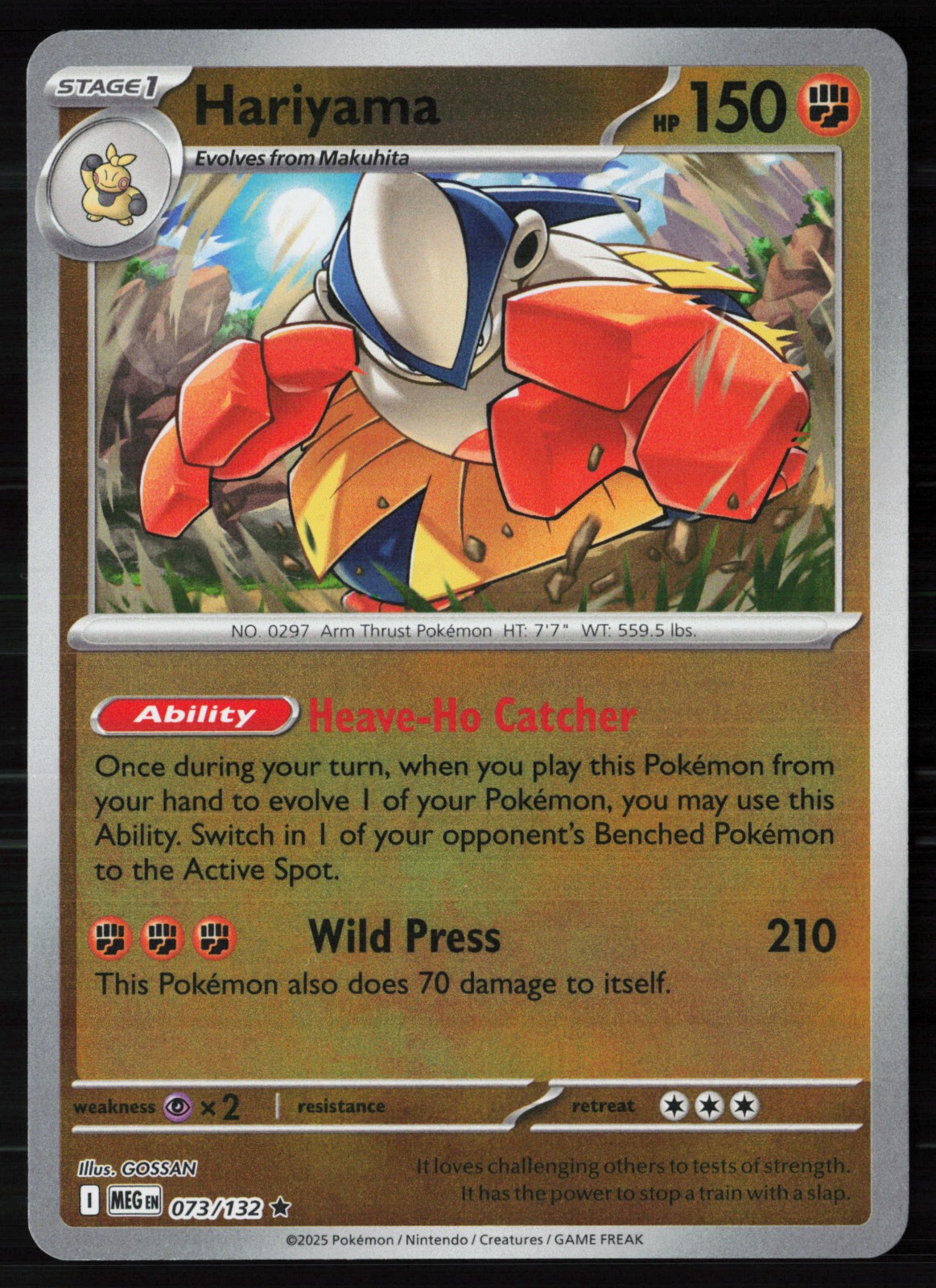 Hariyama 073/132 Reverse Holo Pokemon TCG ME01: Mega Evolution NM