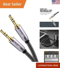 8ft Nylon Braided Audio Cable - 3.5mm Male to Male with Gold Plated Connectors