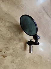 Motorcycle Bar End Mirror - Single Piece, Black Powdercoat Finish - Adjustable 