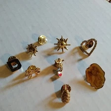 Quality Vintage Lot Tie Tacks Lapel Pins Rhinestone Heart Pineapple Pearl Angel