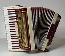 Pearl Red/White Camerano Piano Accordion by Scandalli LM 41 Key/120 Bass Italy