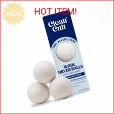 Cleancult Wool Dryer Balls (3 Count) - Made from 100% New Zealand Wool - Biodegr