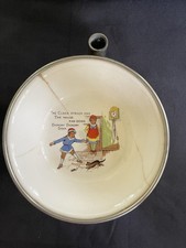 Vintage Baby Food Warmer Ceramic Metal old Nursery Rhyme Metal Spout W/Handles