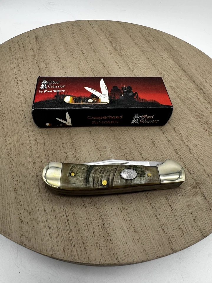 Steel Warrior Copperhead SW-106RH 3 1/4” Closed Pocket Knife Ram Horn **NIB** - Image 2 of 4