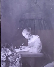 Lady Writing a Letter, Gerard ter Borch, Magic Lantern Glass Slide