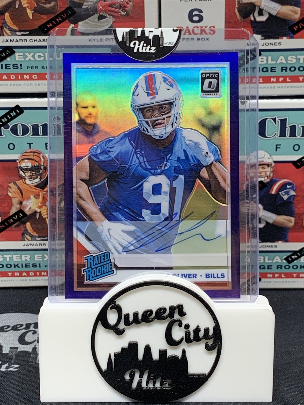 2019 Donruss Optic Ed Oliver Purple Prizm Rated Rookie Auto RC /35 Bills