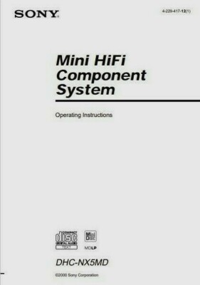 Sony DHC-NX5-MD Hifi Musik Stereo System - Bedienungsanleitung - BENUTZERHANDBUCH 