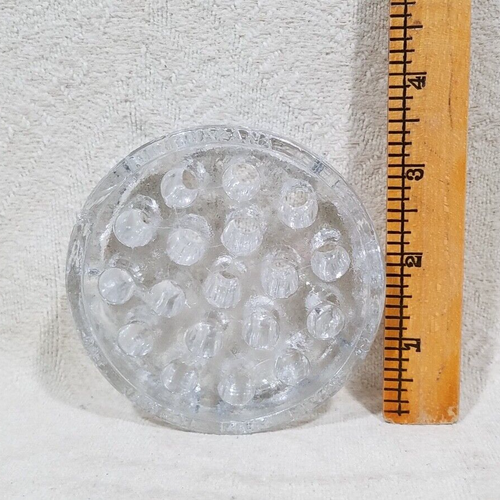 VINTAGE 18-HOLE CLEAR GLASS 3” FLOWER FROG - Picture 4 of 18