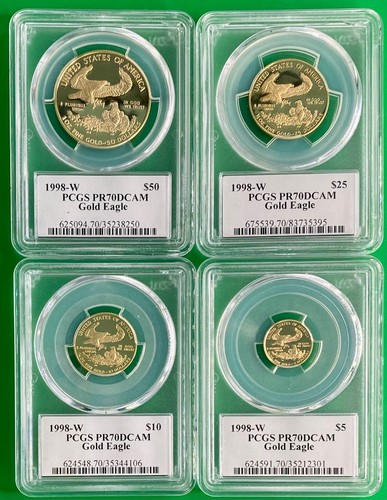 1998 American Gold Eagle Proof 4-Coin Year Set PCGS PR70 John Mercanti Signed - Picture 7 of 7