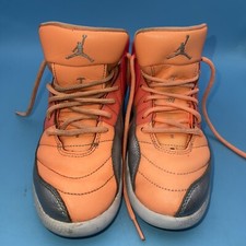 Nike Kids 1Y Jordan 12 Reto Sunrise Basketball Sneakers Orange Pink 510816-601