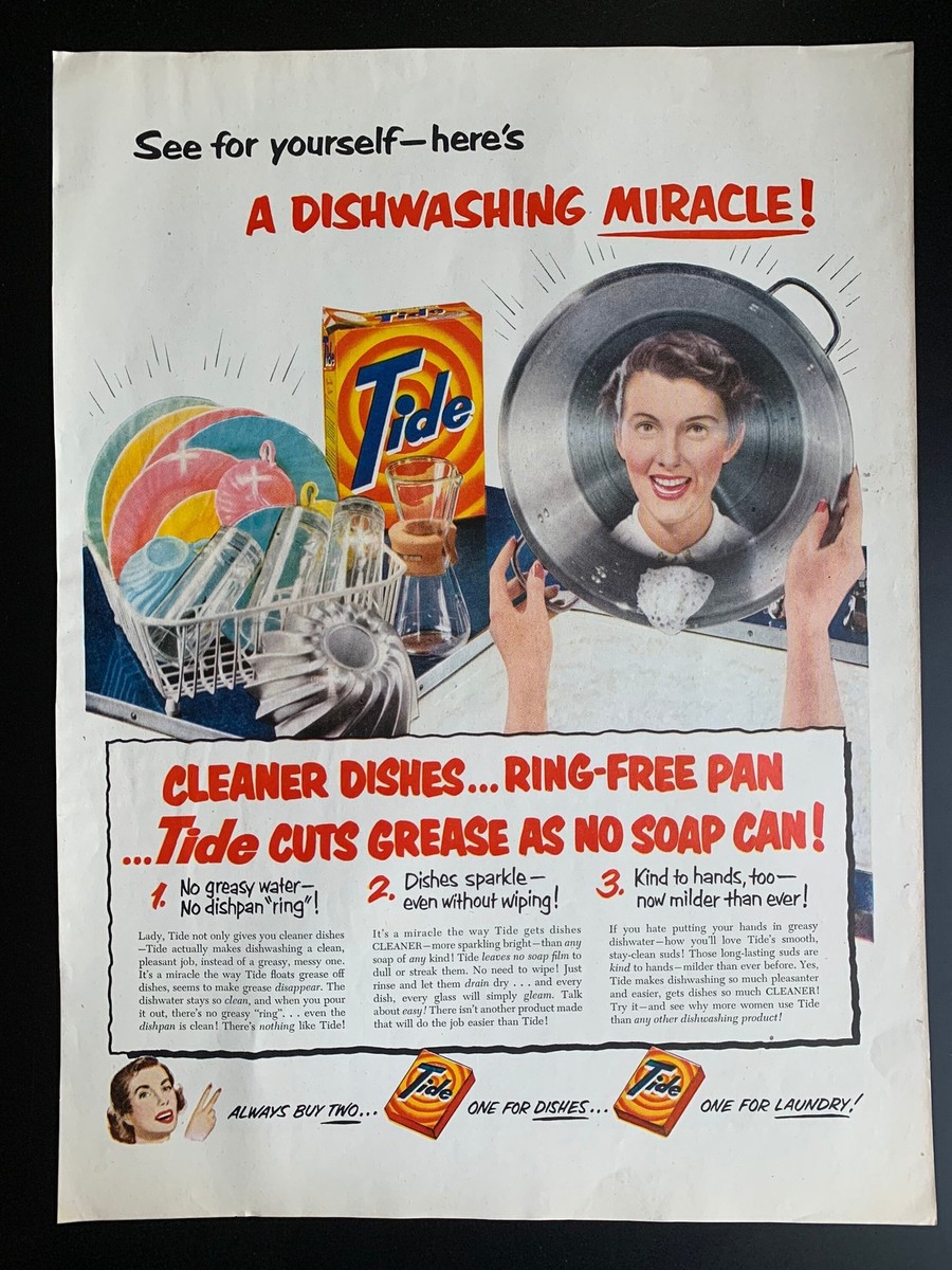 Vintage 1950s Tide Detergent Print Ad | eBay