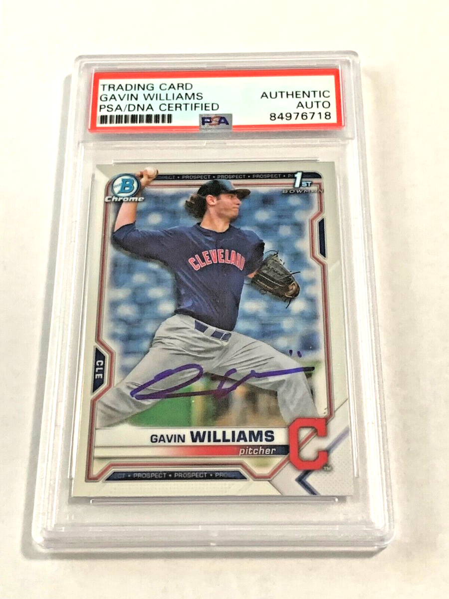 Gavin Williams autograph signed 2021 1st Bowman Chrome baseball 