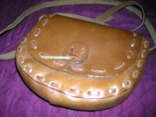 Teens Girls Shoulder BagPurse Crossbody Small SnapFlap Med.BrnTan Laced VGUC