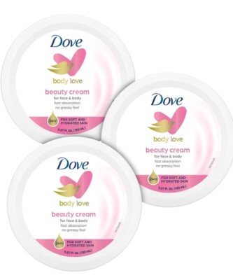 Lot of 6 Dove Body Love Beauty Cream Face & Body 24 Hr Soft & Hydrated Skin NEW
