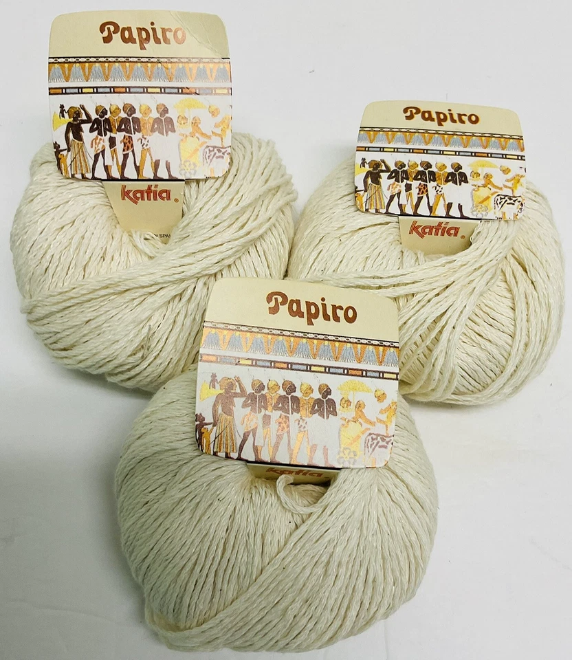 Katia Papiro Cotton & Linen Yarn Lot of 2 Cream/White  Spain New Labels Vintage - Image 4 of 4