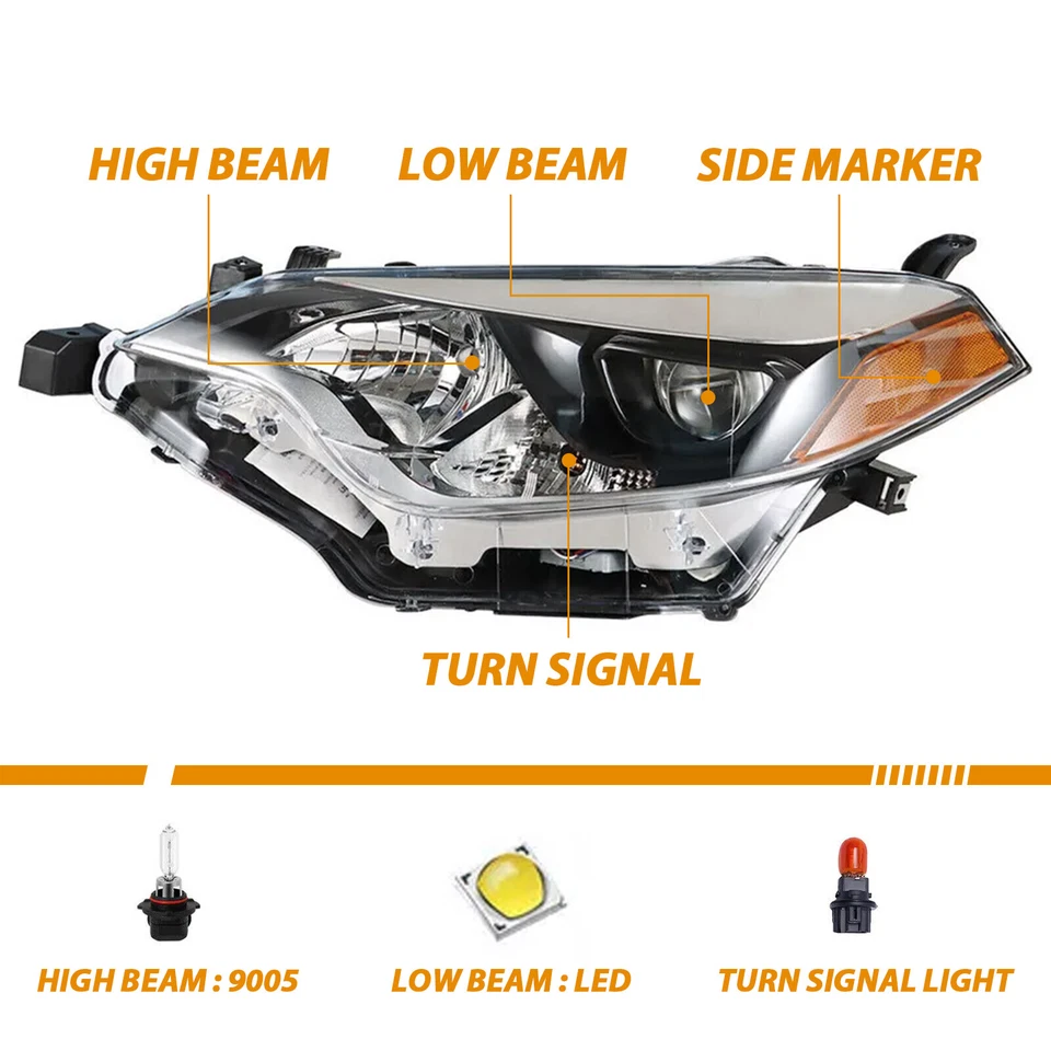 Headlights For 2014 2015 2016 Toyota Corolla Headlamps Left+Right SET Head Light - Image 3 of 4