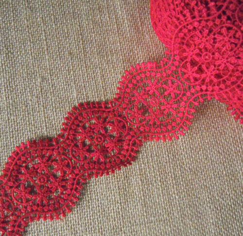 4 Yards 2"-3.5'' Wide Rayon Venise Lace Red, White, Blue, Grey,Brown,Pink zhs7 - Picture 9 of 10
