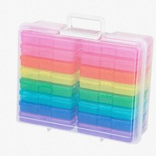 SnapSafe ColorVault: Multicolor Clear Photo Storage Box with 16 Mini Colorful Ca