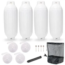 NORTHCAPTAIN 8.5'' x 27'' Inflatable Ribbed Boat Fender for Docking,White