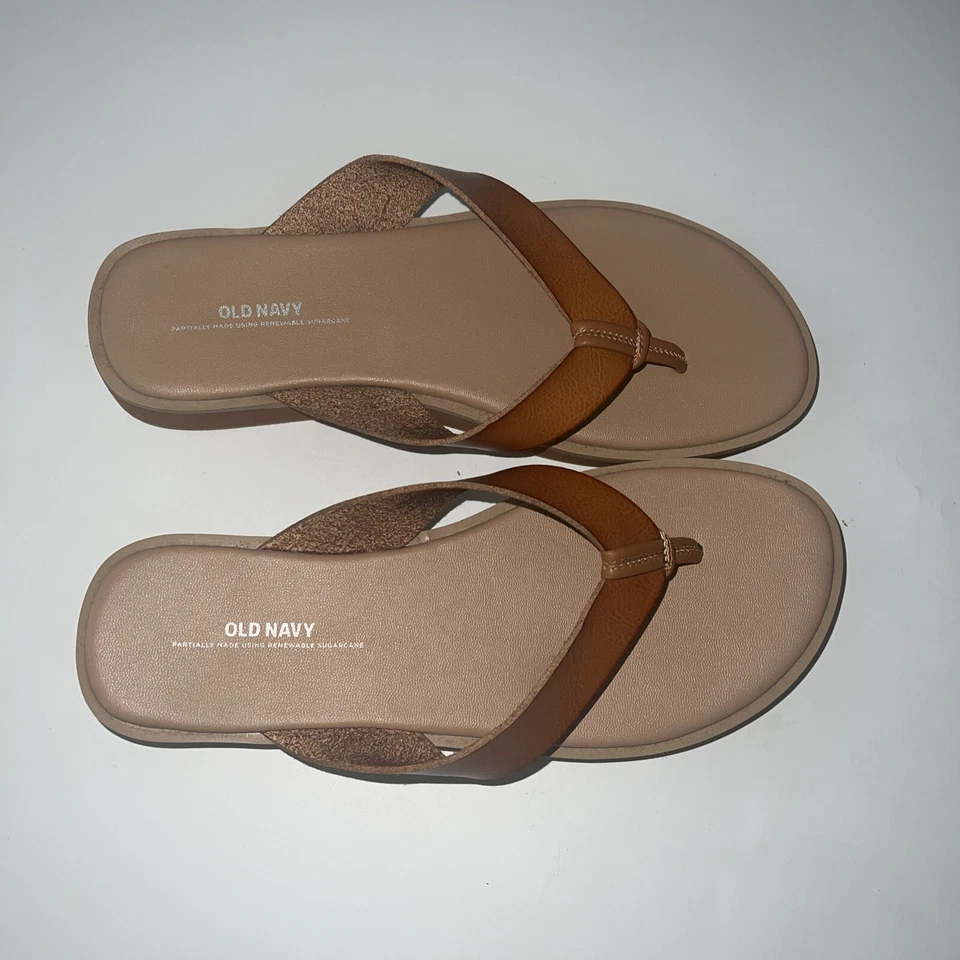 Sandálias femininas Old Navy tamanho 7 chinelos almofadas couro superior  - Imagem 4 de 4