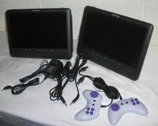 WONNIE 10.5" Dual Screen Portable DVD Player W-1012 w Hookup Cables Power Supply