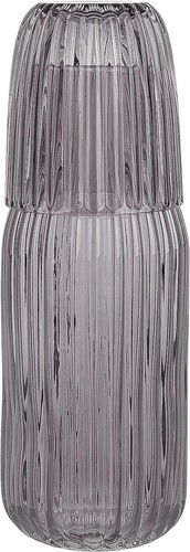 elle decor Ribbed Bedside Water Carafe with Tumbler Set | 39 Oz 4” x 9.5” - Picture 7 of 9