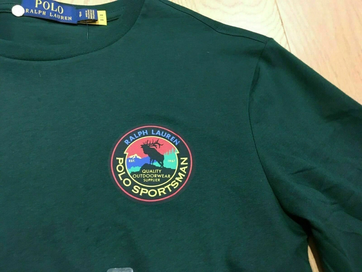 NWT Polo Ralph Lauren POLO Sportsman Mens Long Sleeve T Shirt Green Size L
