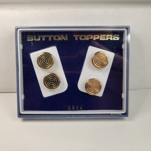 Vintage Swank Button Topper rund goldfarben aufklappbar Action Box 4er Set  - Bild 5 von 5