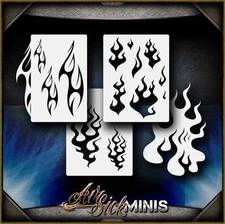 Mini Flame Set 2 Airbrush Stencil Template Airsick
