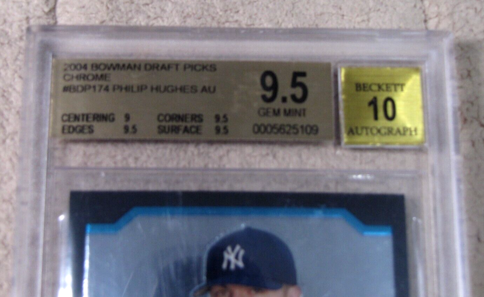 2004 Bowman Draft Picks Chrome BDP174 Philip Hughes Autograph BGS 9.5