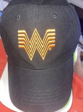 Whataburger Black Orange Employee Uniform Logo Baseball Cap Hat Adjustable OSFA