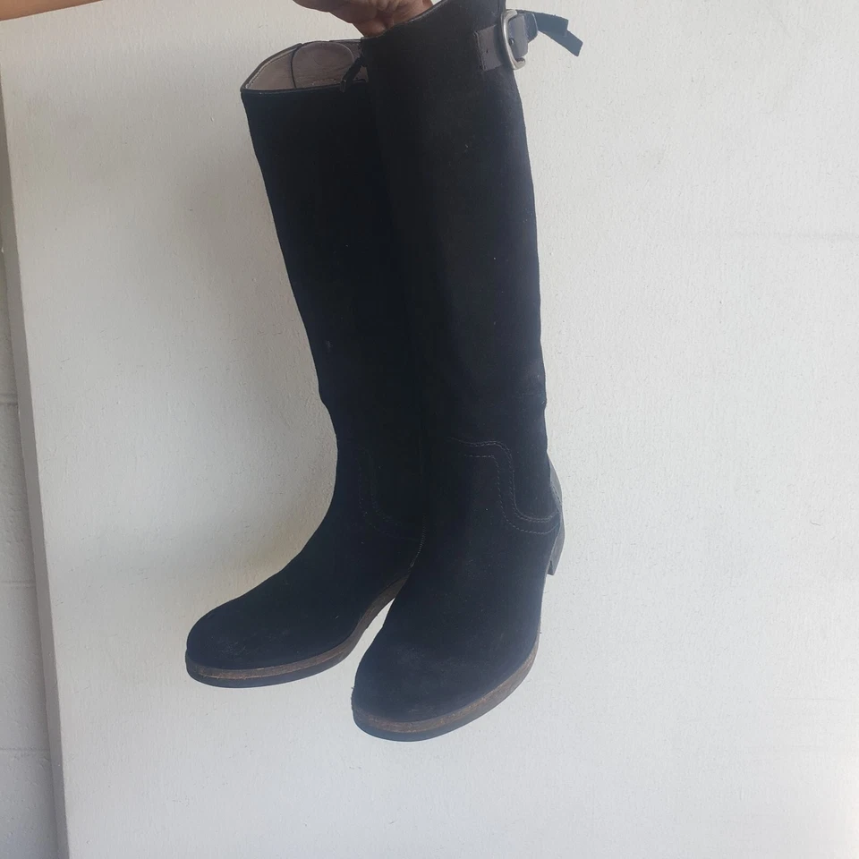Botas de montar Alberto Fermani para mujer talla 7 negras gamuza hebilla cremallera $495 Foto 2 de 4