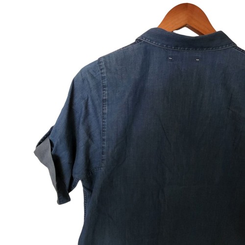 LAFAYETTE 148 Chambray Short Sleeve Tunic Top Pockets S Small - Picture 9 of 10