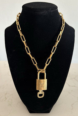 100% Auth Louis Vuitton Lock & Key with Unbranded Gold Plated Chain Necklace
