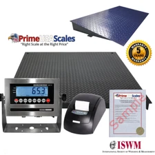 NTEP 4' x 4' (48''x48'') Floor Pallet Scale with Ramp 800 lb x 0.2 lb & Printer