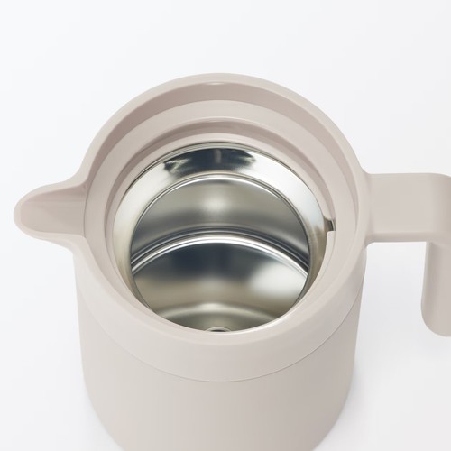 MUJI Hot&Cold Insulated Pot 800ml Gray Beige Wide-mouthed easy to Clean #702EK40 - Picture 5 of 10