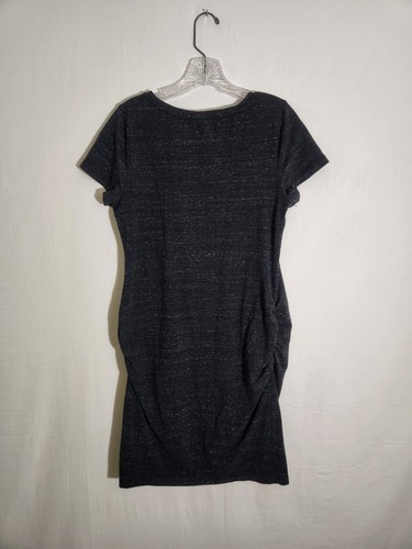 Old Navy Maternity Dress Womens Size L Heathered Black Short Sleeve Ruched Side - Picture 6 of 9