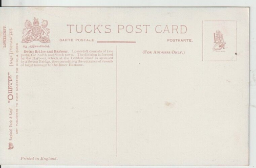 LOWESTOFT, SUFFOLK - THE SWING BRIDGE OILETTE COLOUR POSTCARD + - Picture 2 of 2