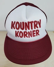 Trucker Hat Mesh Adjustable Snap Back Maroon Red White KOUNTRY KORNER 
